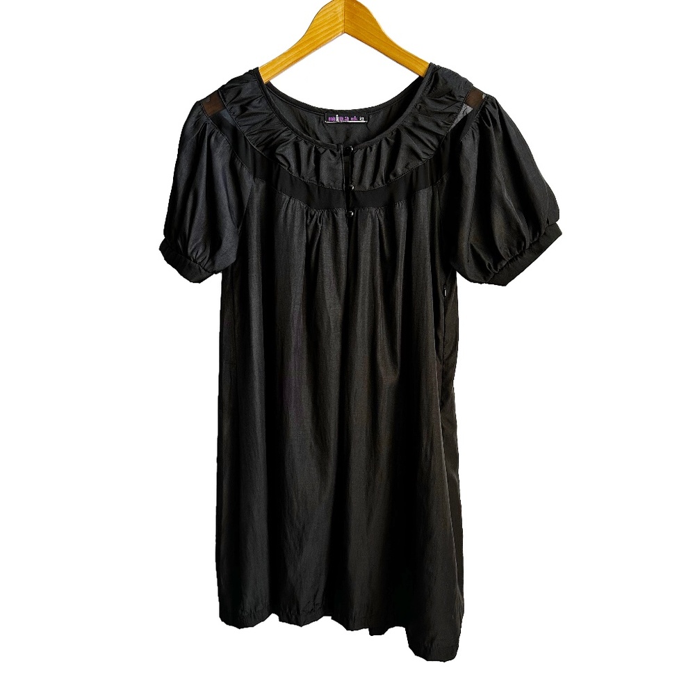 Mina UK | BLACK | Boho Peasant Dress / Tunic | Size S-M